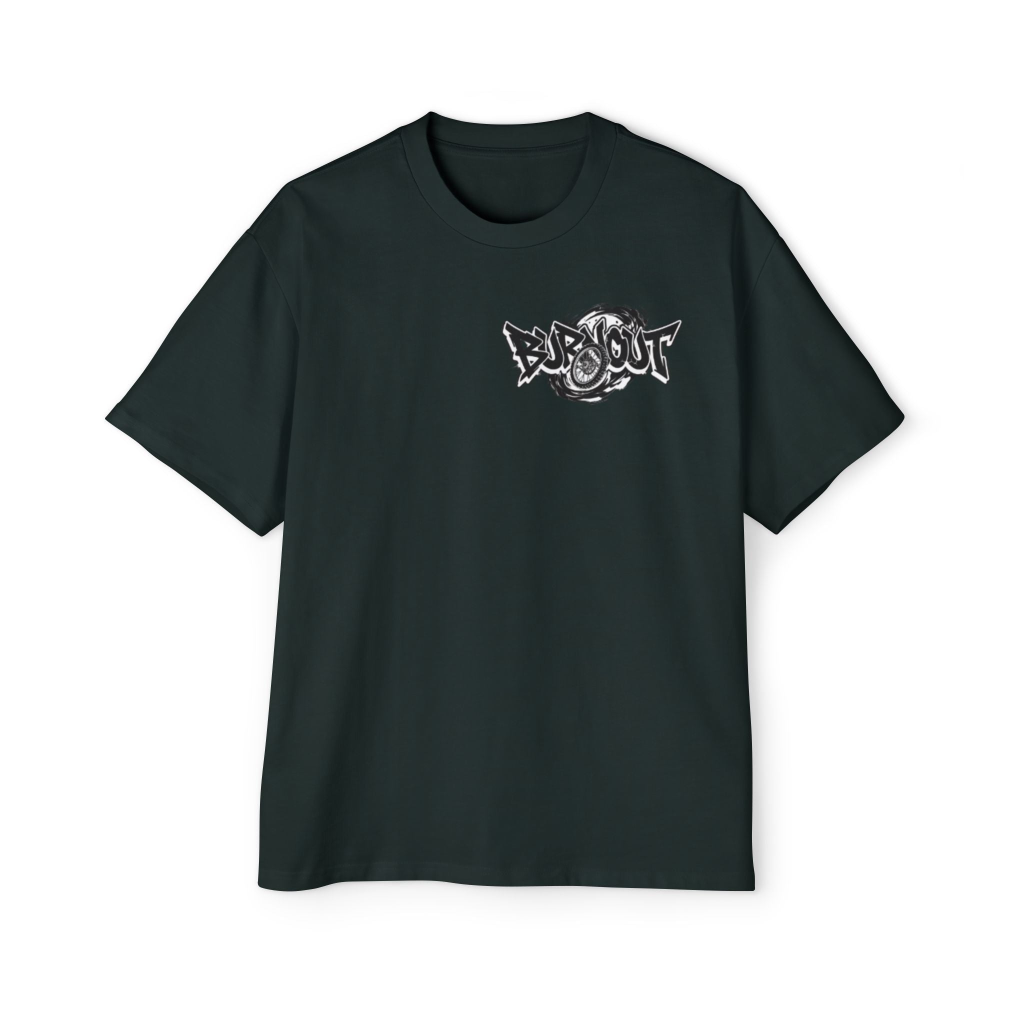 Graffiti 'Bus Out' Chest Logo Tee — Men's Oversized Streetwear