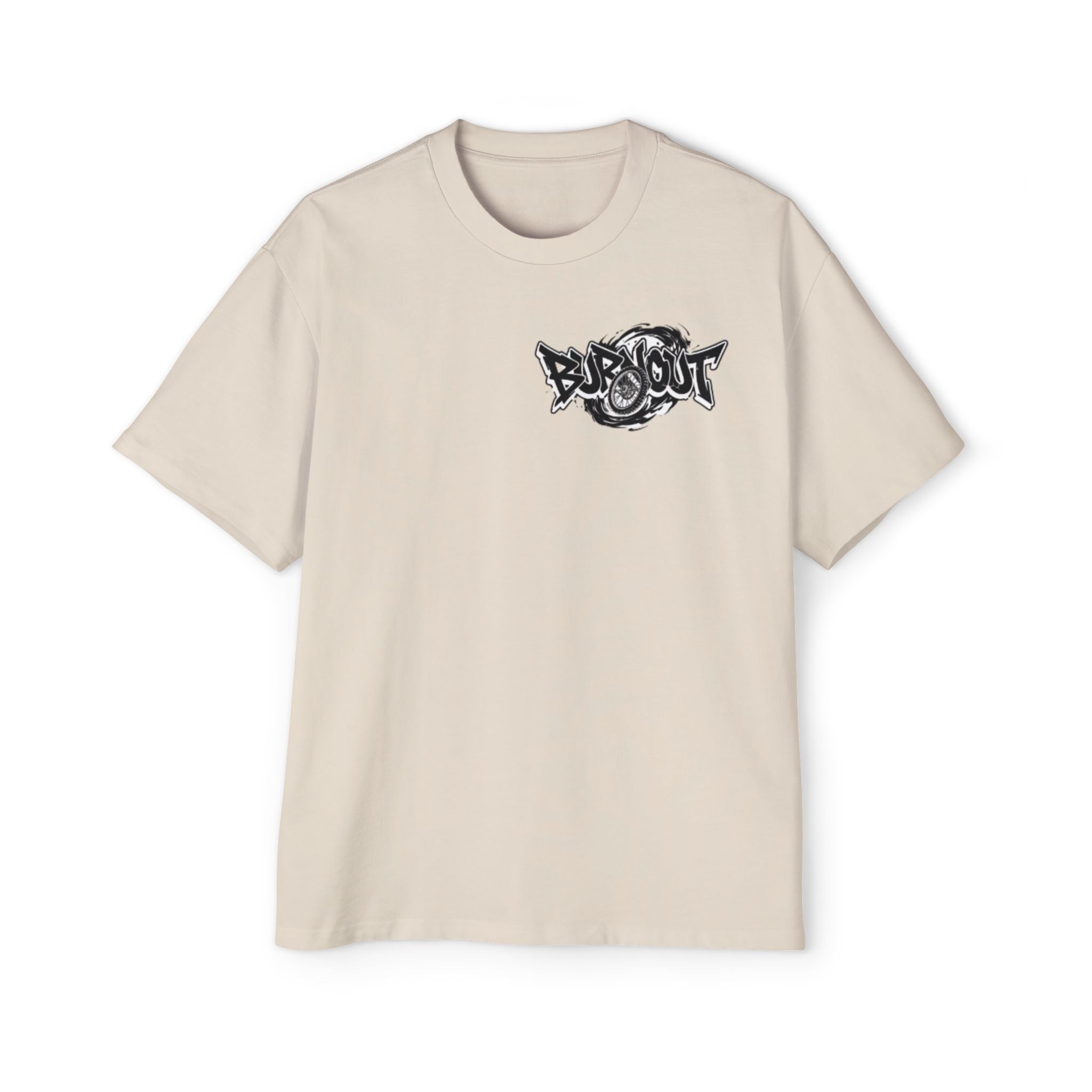 Graffiti 'Bus Out' Chest Logo Tee — Men's Oversized Streetwear