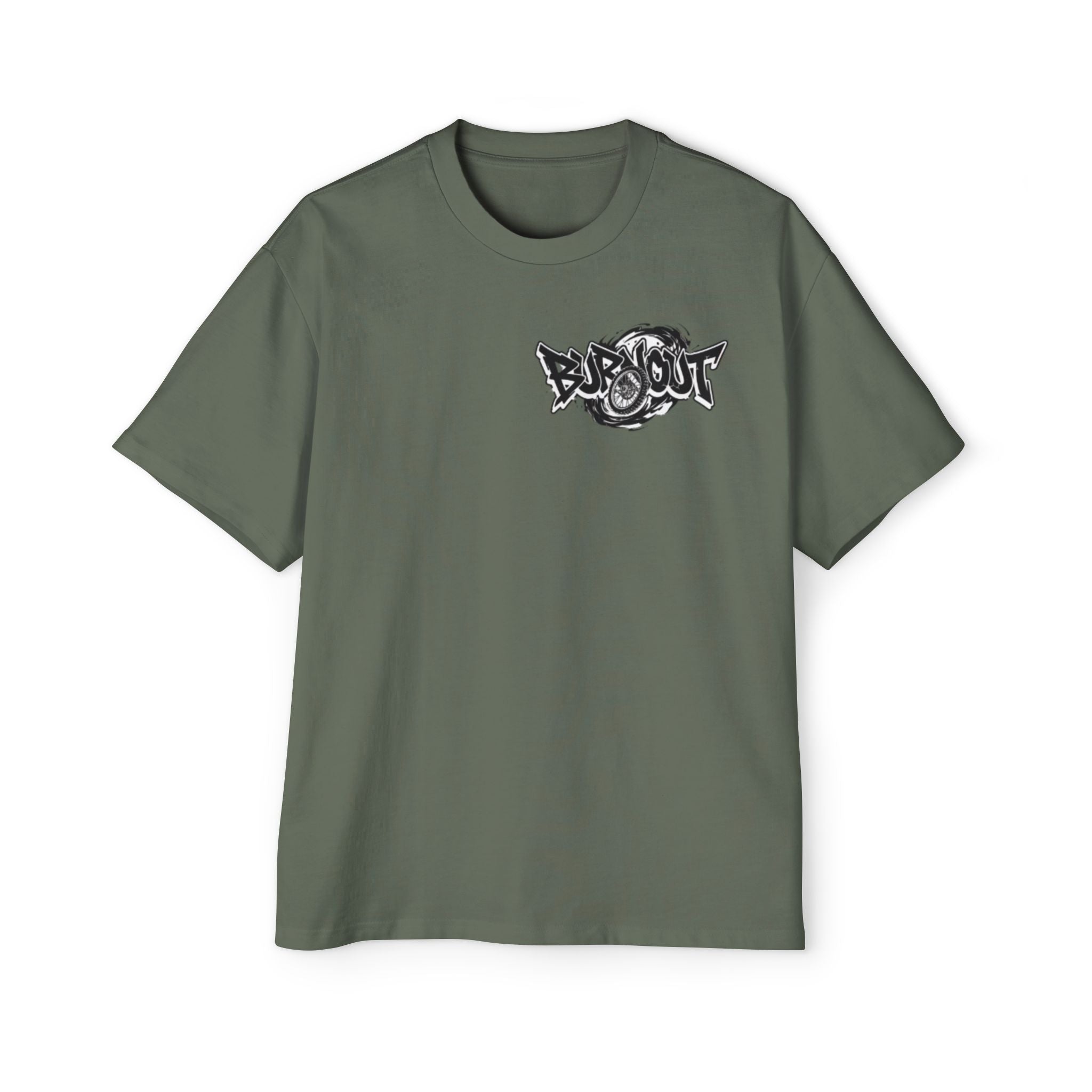 Graffiti 'Bus Out' Chest Logo Tee — Men's Oversized Streetwear