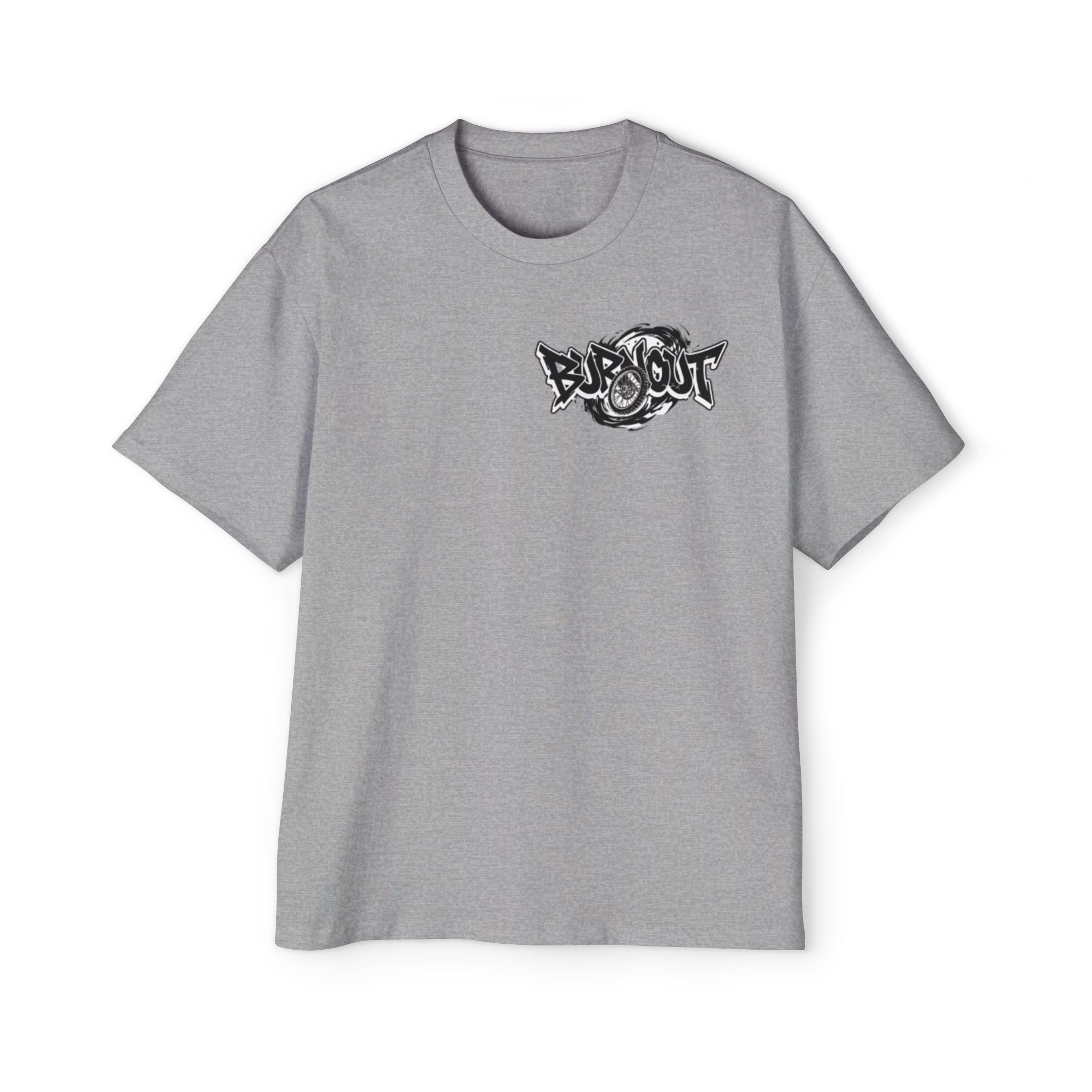 Graffiti 'Bus Out' Chest Logo Tee — Men's Oversized Streetwear