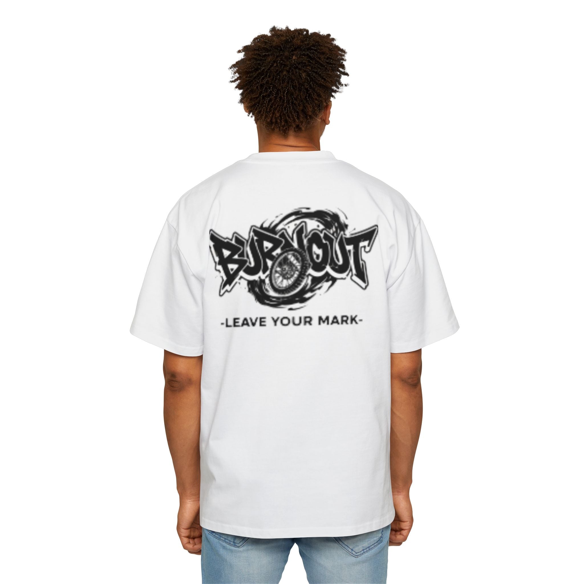 Graffiti 'Bus Out' Chest Logo Tee — Men's Oversized Streetwear