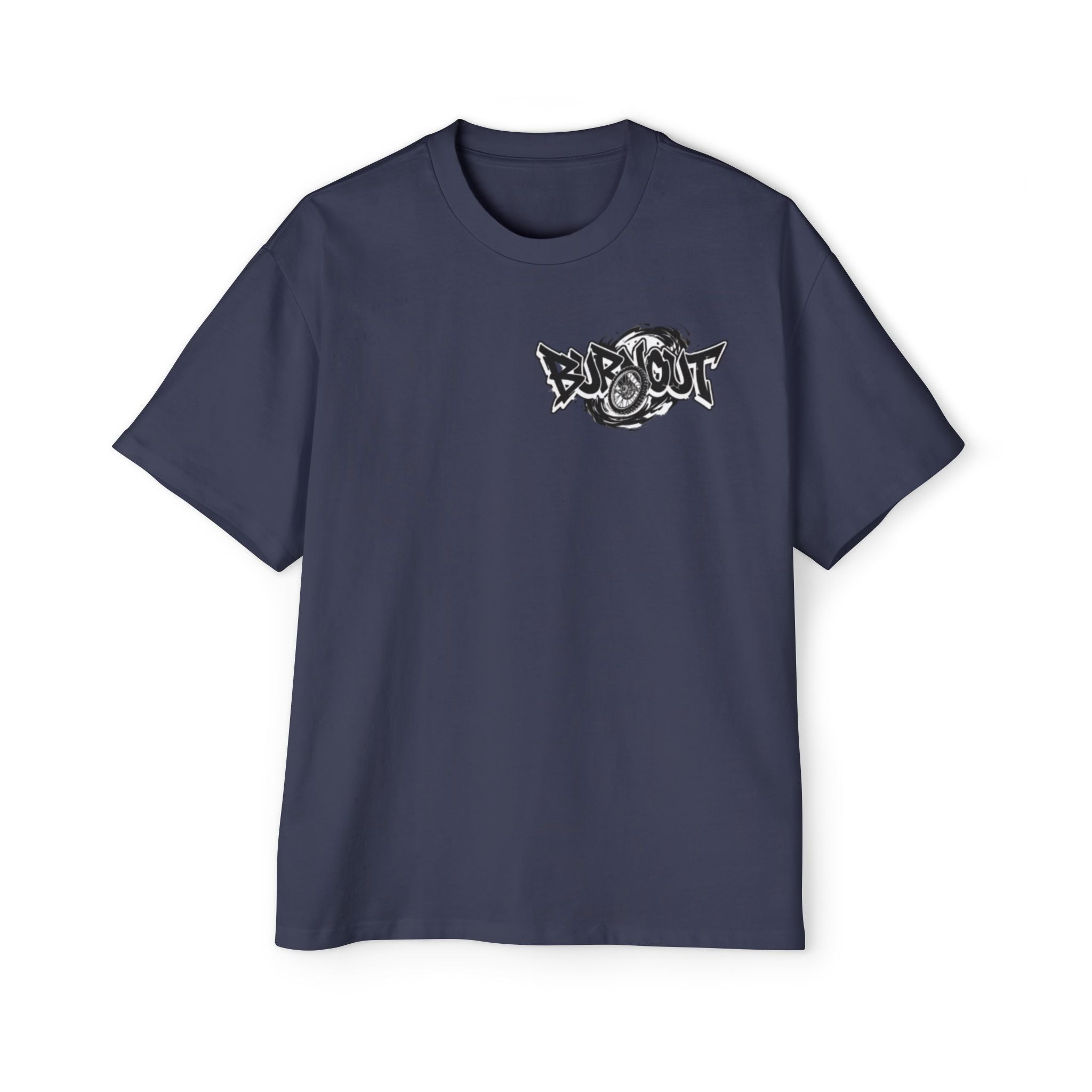 Graffiti 'Bus Out' Chest Logo Tee — Men's Oversized Streetwear