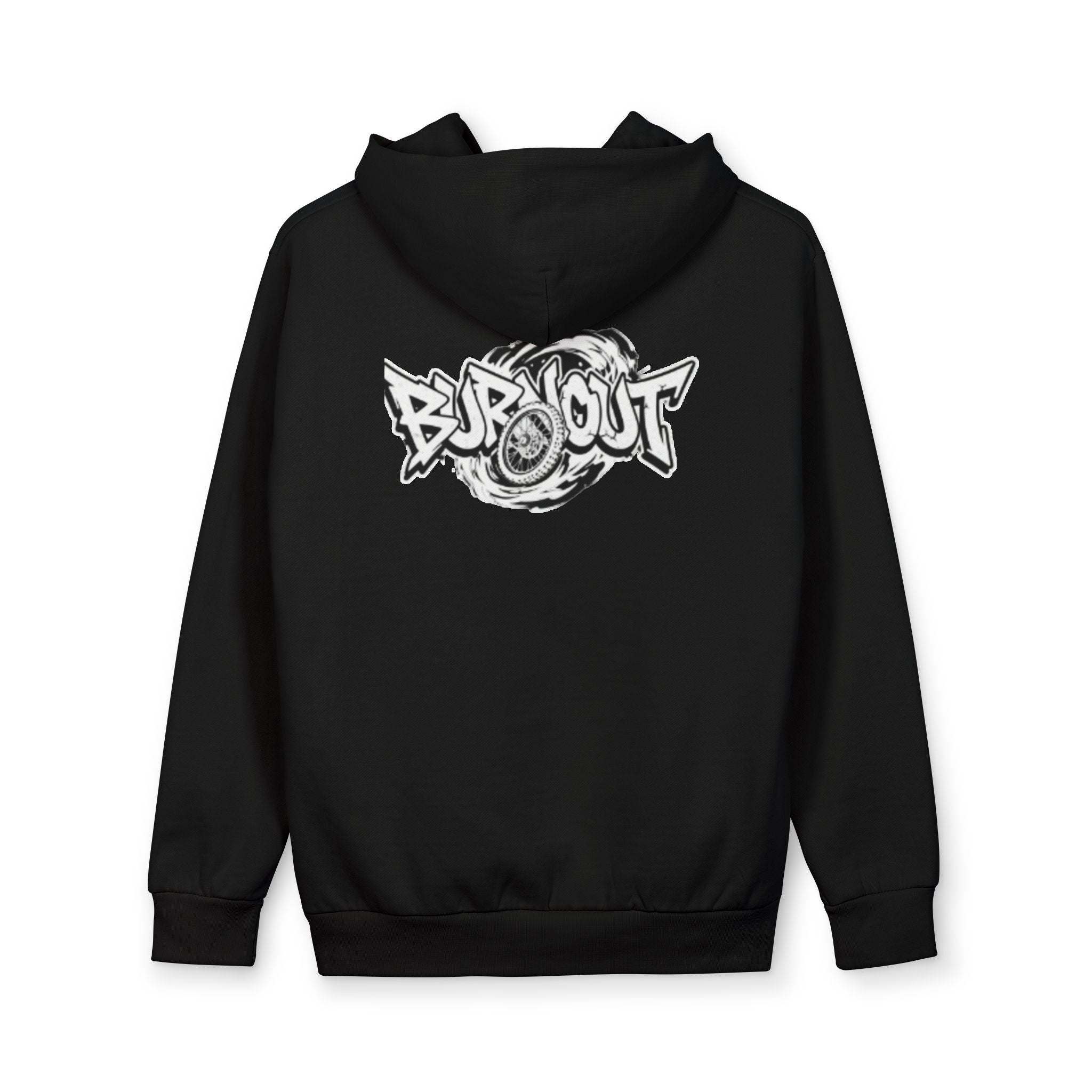 Graffiti 'BBQUT' Street Hoodie black— Urban Pullover with Bold Back Graphic