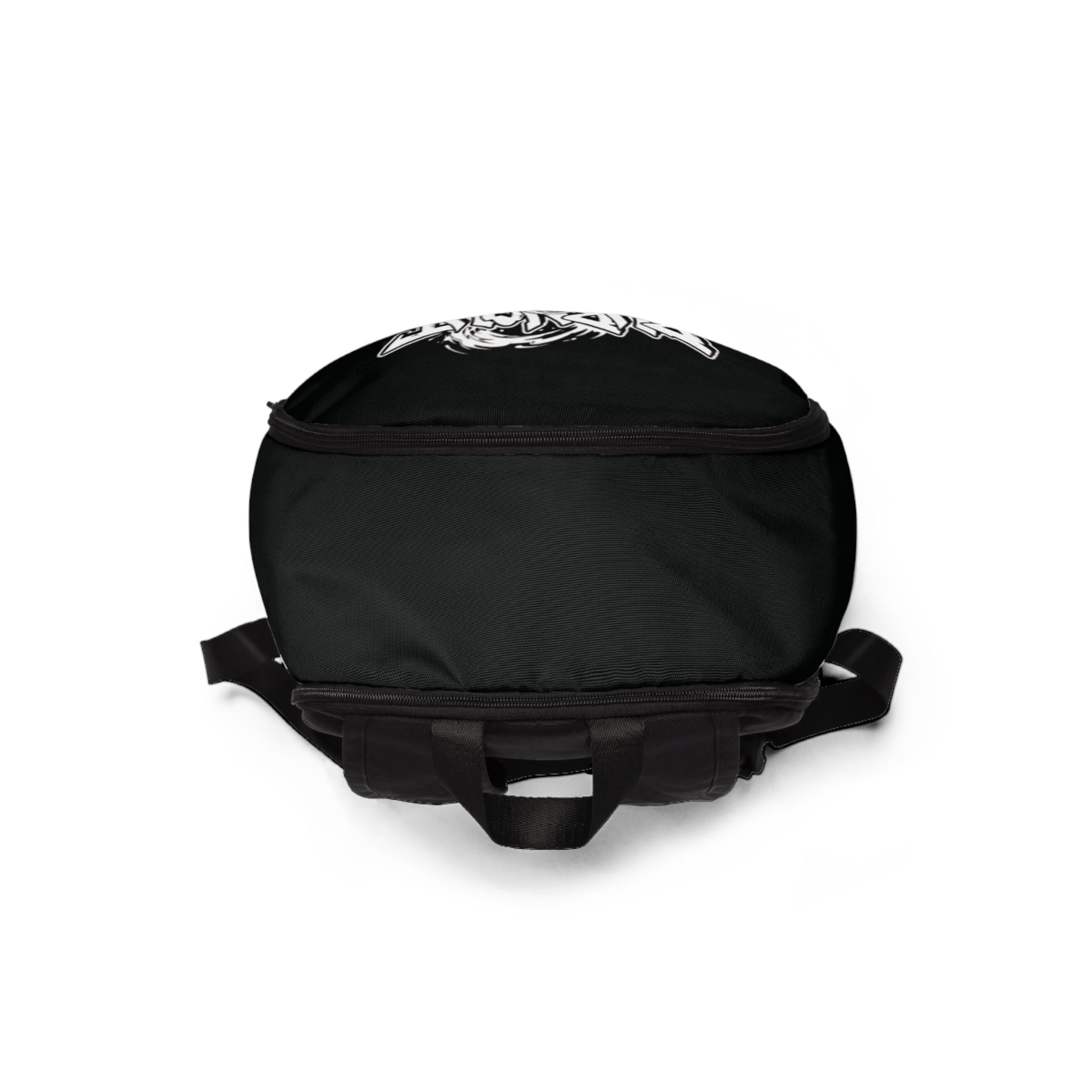 Burnout Logo Backpack — Black Fabric Daypack with Graffiti Emblem