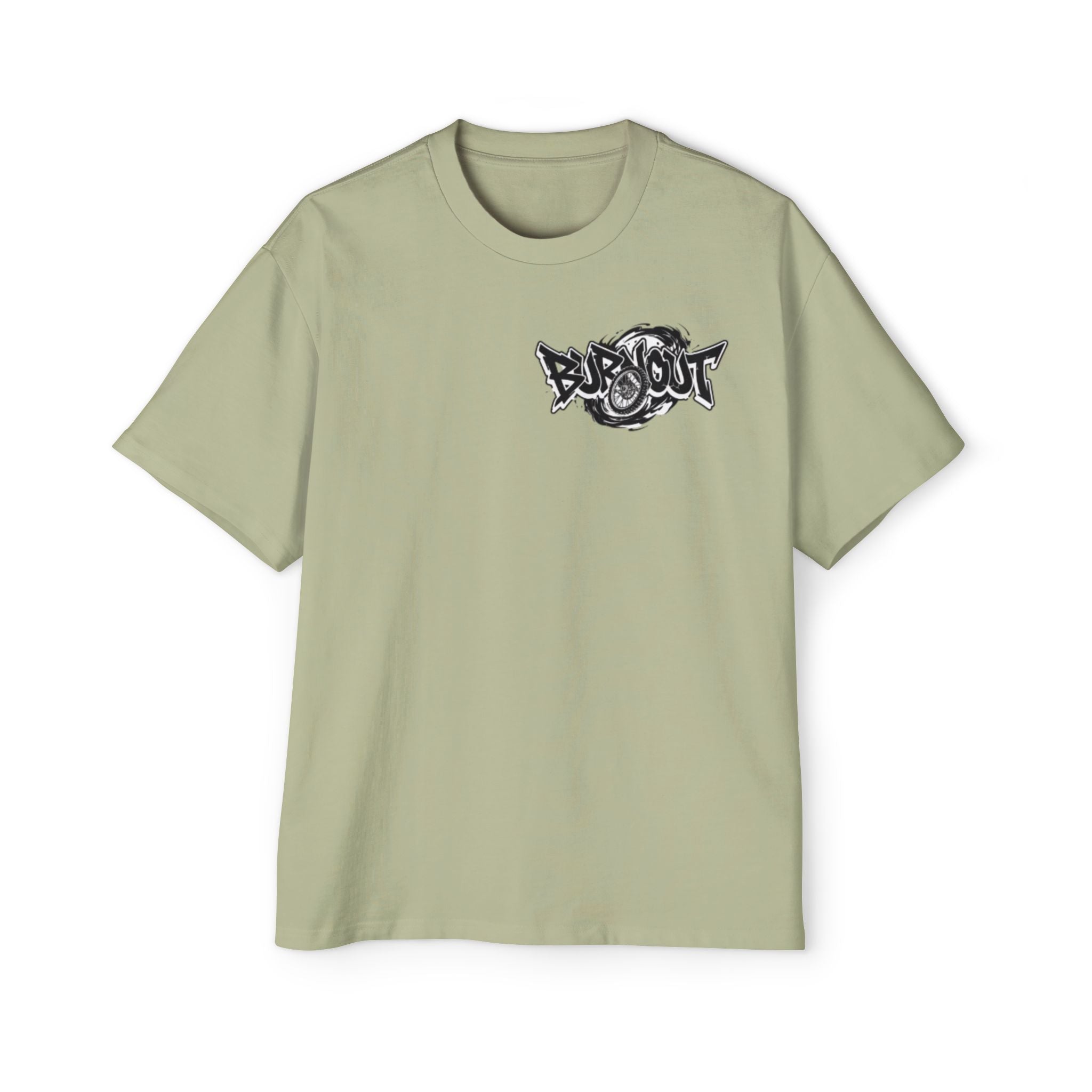 Graffiti 'Bus Out' Chest Logo Tee — Men's Oversized Streetwear