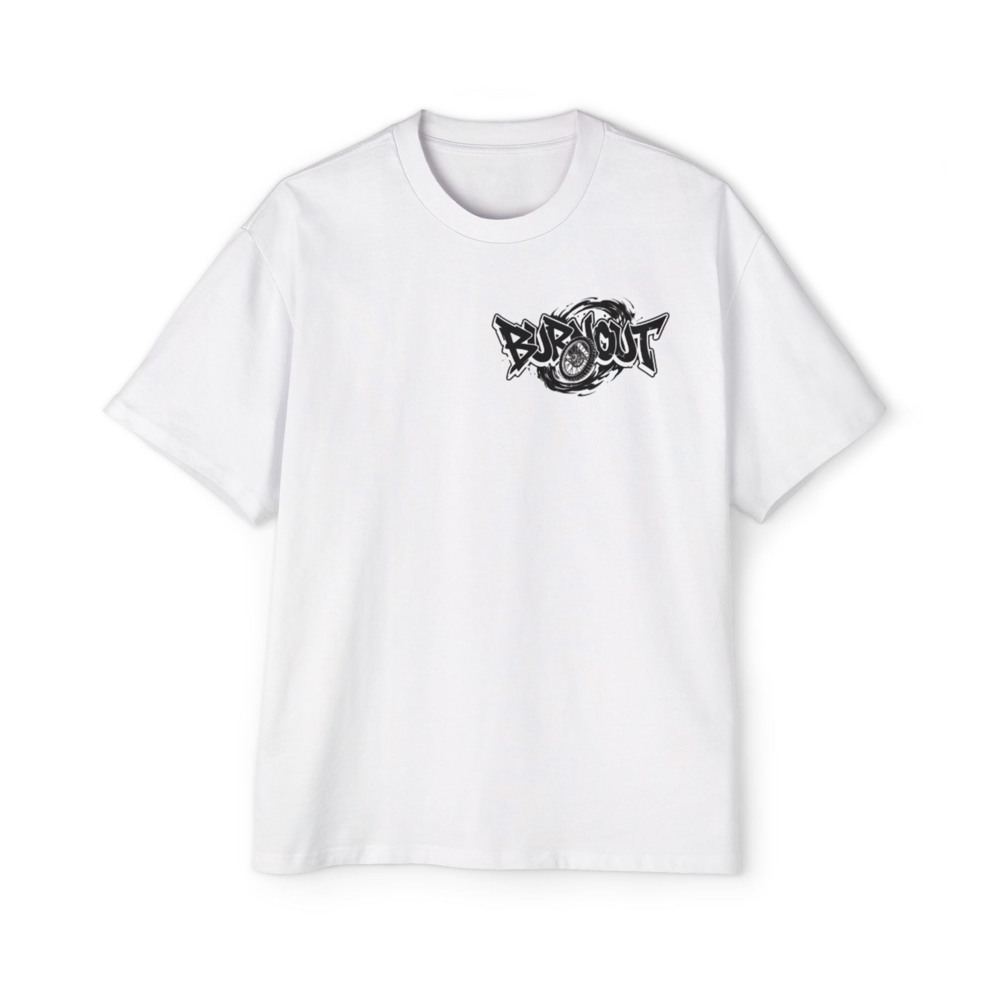 Graffiti 'Bus Out' Chest Logo Tee — Men's Oversized Streetwear