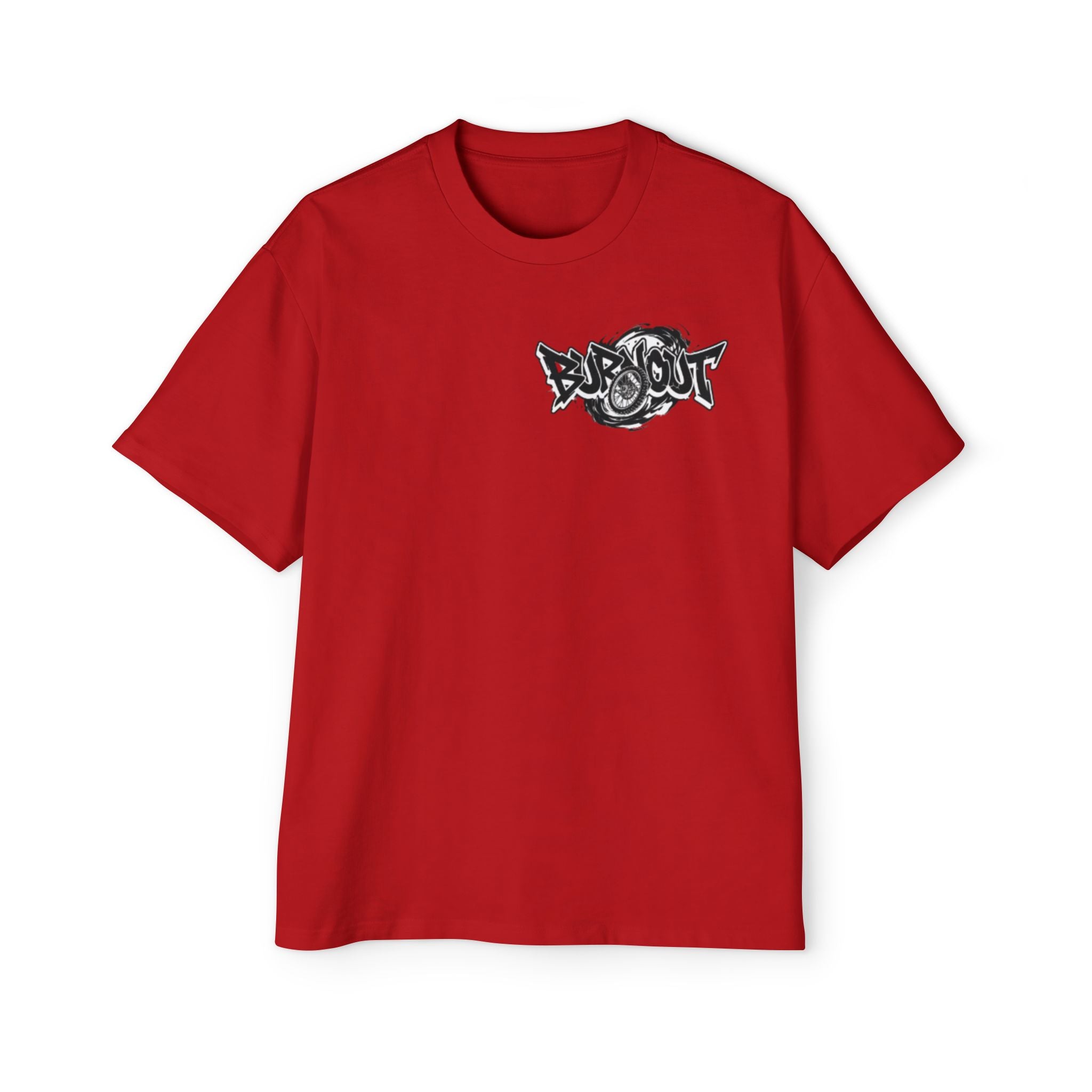 Graffiti 'Bus Out' Chest Logo Tee — Men's Oversized Streetwear