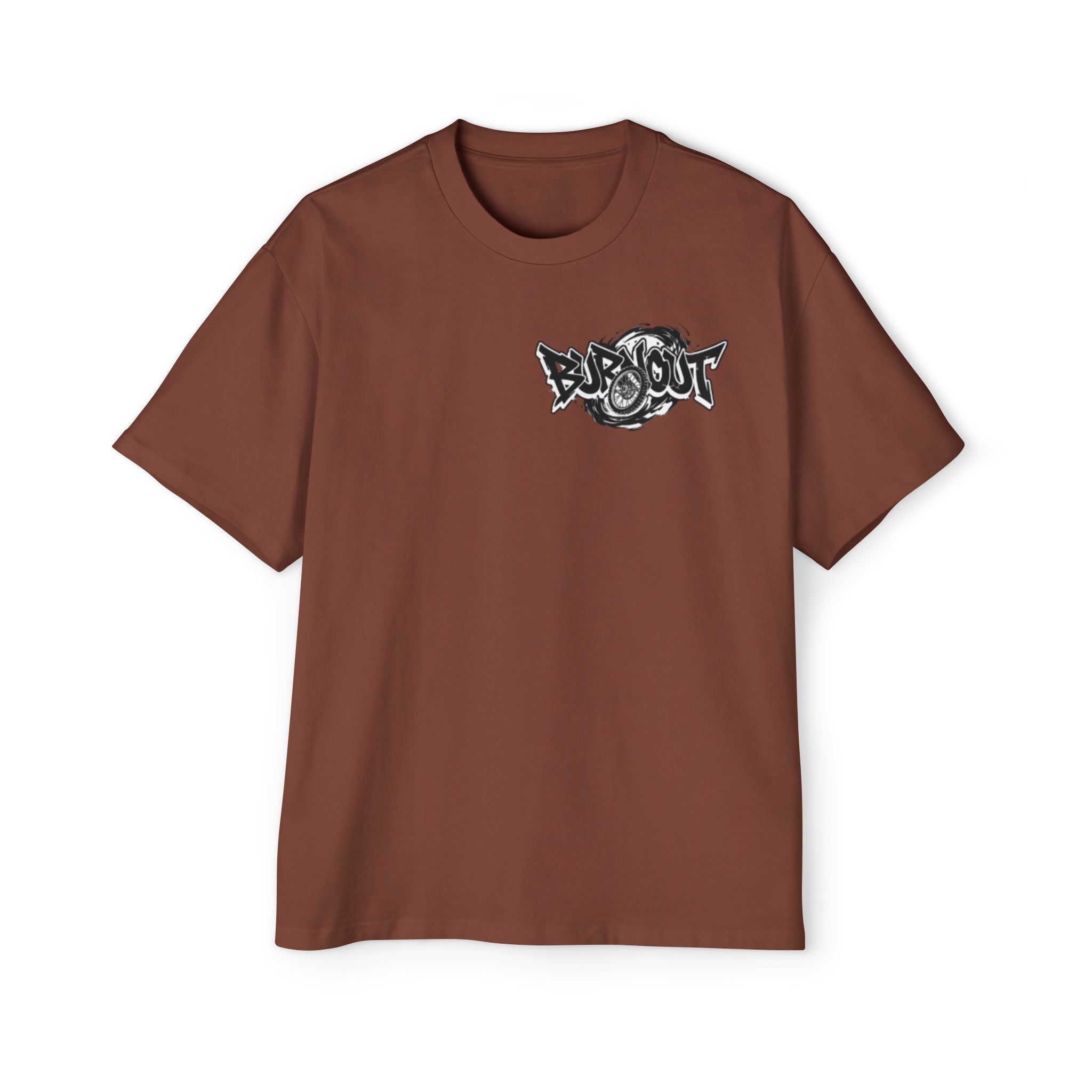 Graffiti 'Bus Out' Chest Logo Tee — Men's Oversized Streetwear