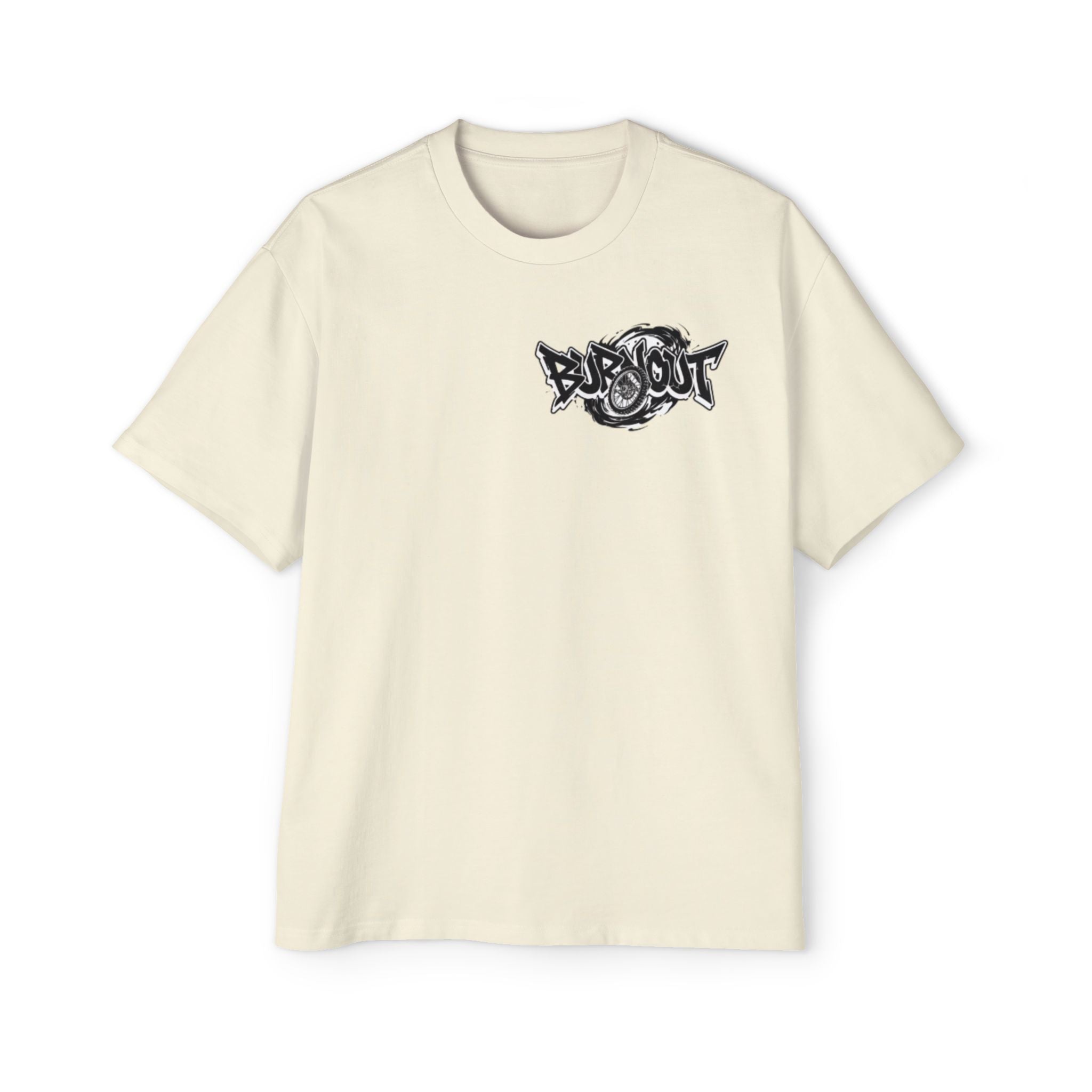 Graffiti 'Bus Out' Chest Logo Tee — Men's Oversized Streetwear